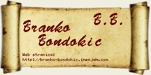 Branko Bondokić vizit kartica